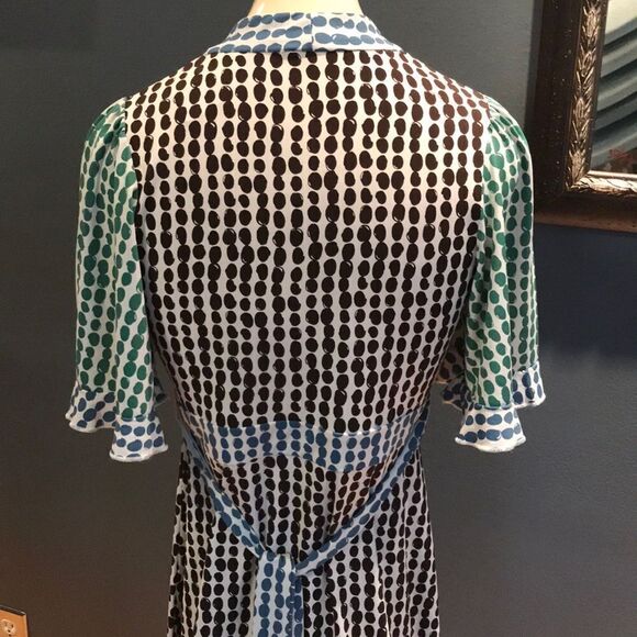 BCBGMAXAZRIA green/brown/blue print stretch dress - Picture 6 of 8